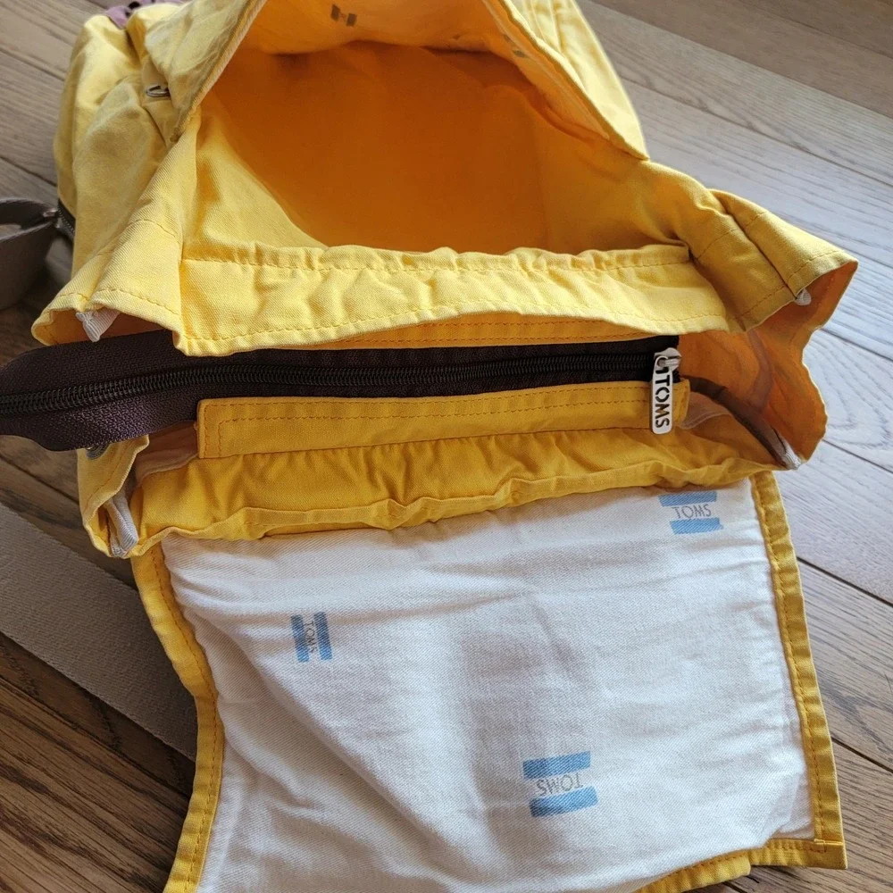 TOMS Trekker Waxed Canvas Backpack Citrus Color Leather Trim Water-Resistant